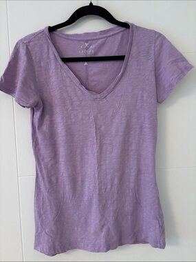 Velvet Lavender V-Neck Short Sleeve Tee